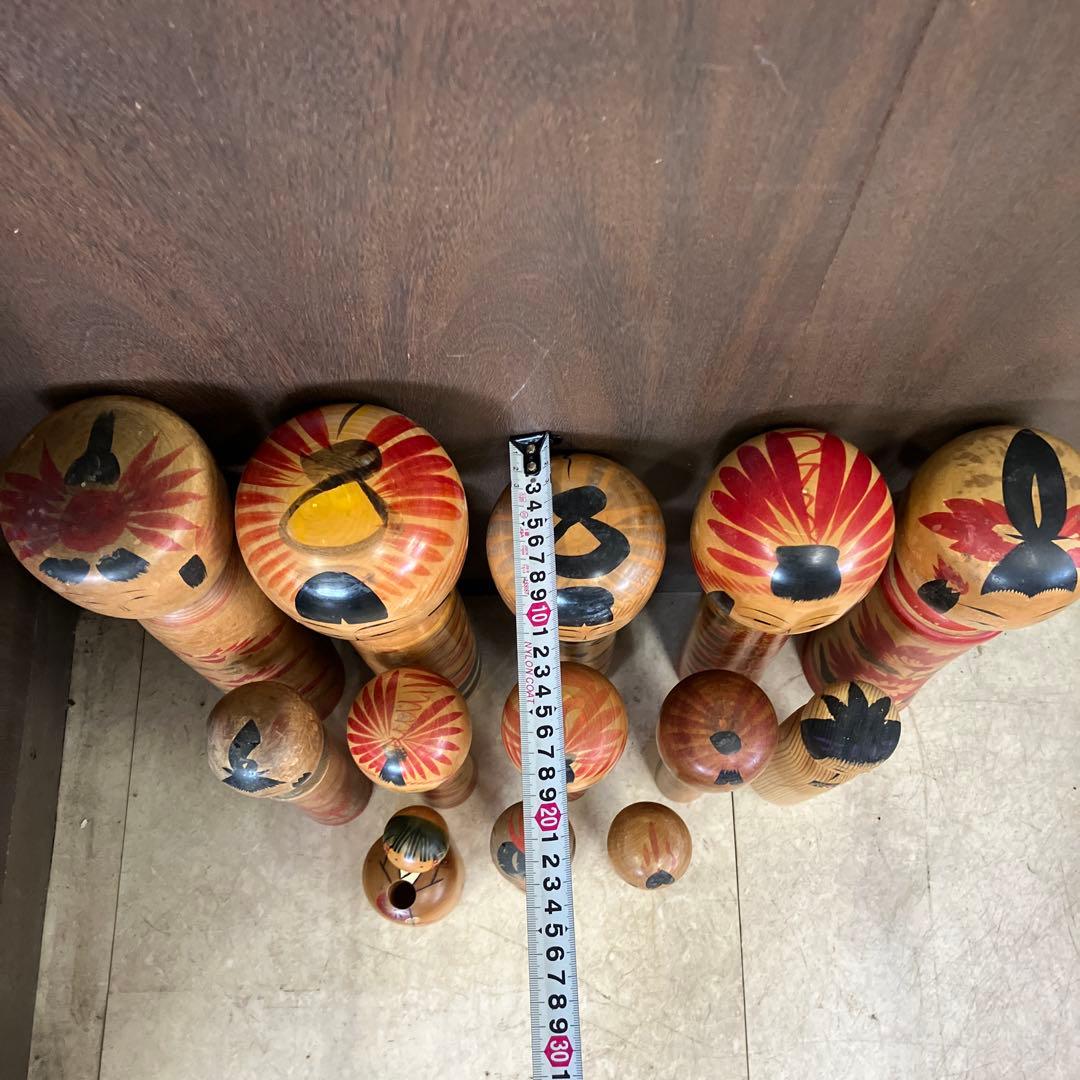 D 3 昭和レトロ 木製 こけし 小芥子 13体セット まとめ売り 日本人形