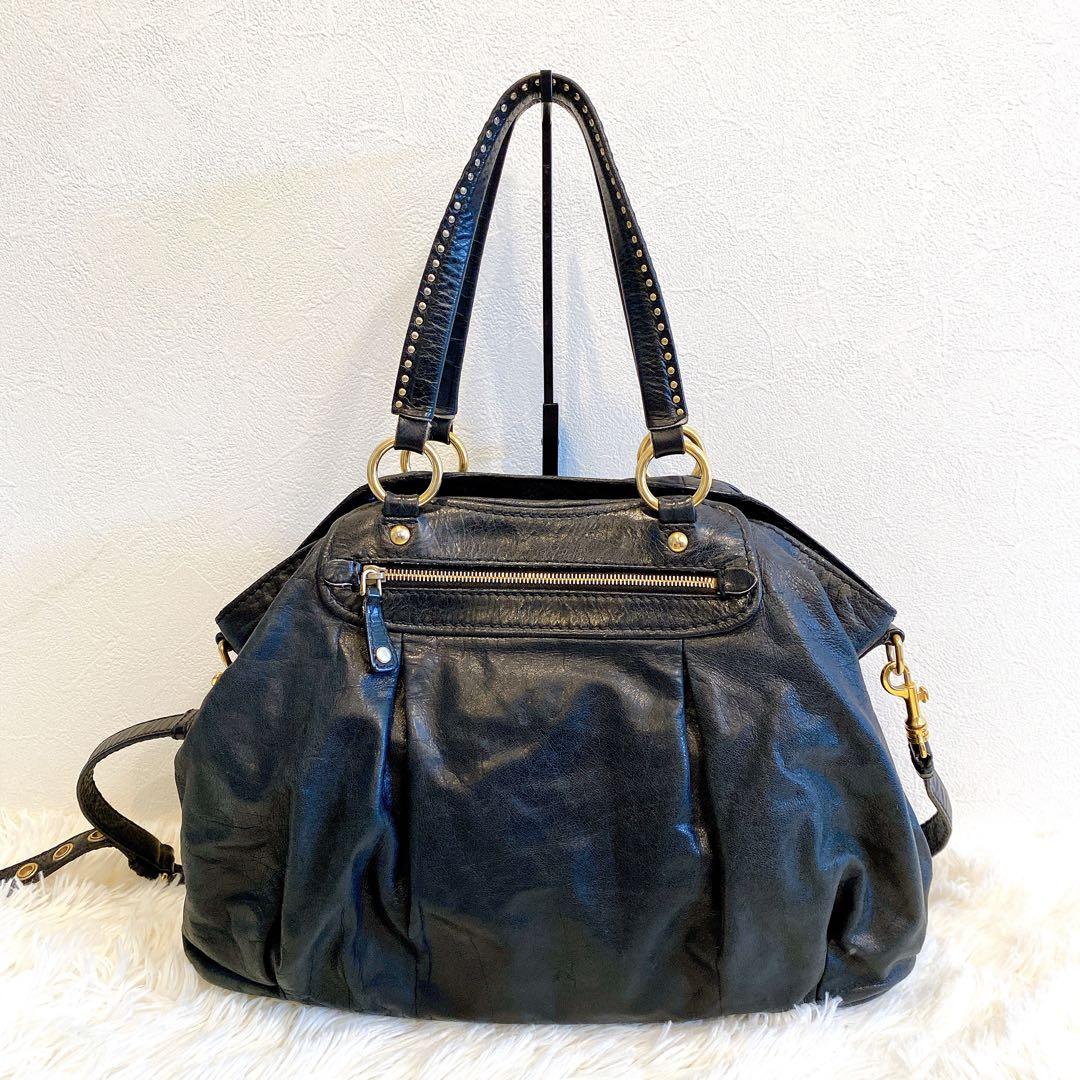 MIUMIU ミュウミュウ バッグ ハートチャーム スタッズ レザー 2WAY