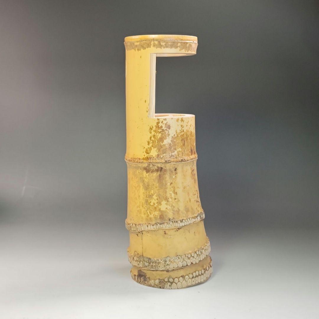 イ797 花入『大徳寺 福本積應 極箱』『銘 喫茶去』『竹器師