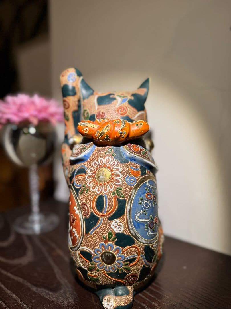美術品 陶器製 九谷燒 招き猫　置物