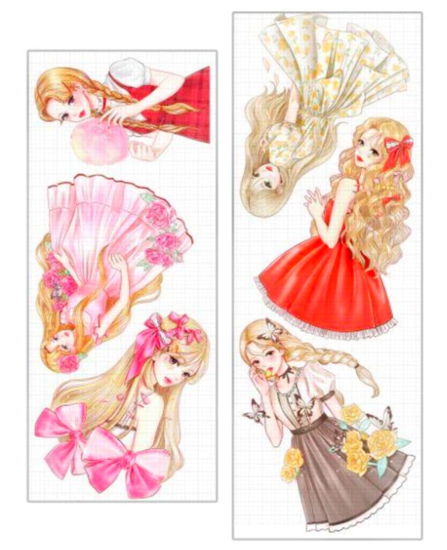 海外 OPPテープ 4個 韓国作家 O1004 デザインテープ 人物 女の子