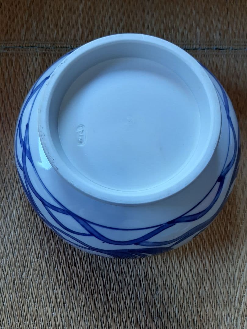 茶道具 染付 桜川 櫻川 水指 共箱 膳所焼 五角 水差 水入れ