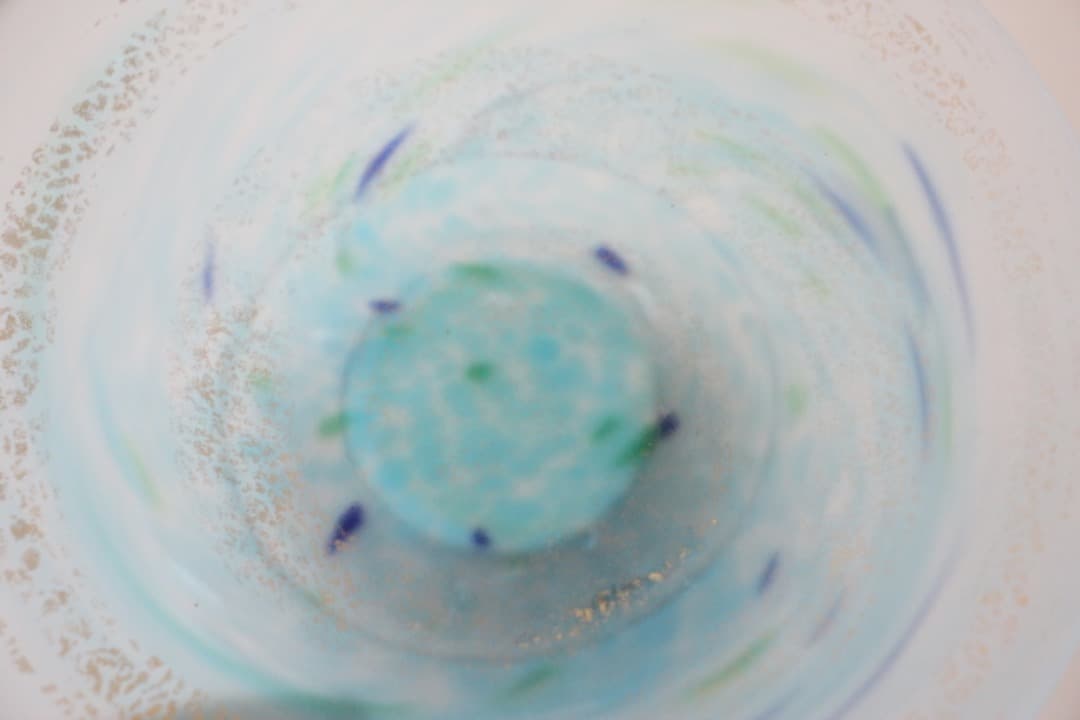 藤田喬平 金彩 手吹きガラス 彩鉢 ガラス皿 2客 藤田喬平