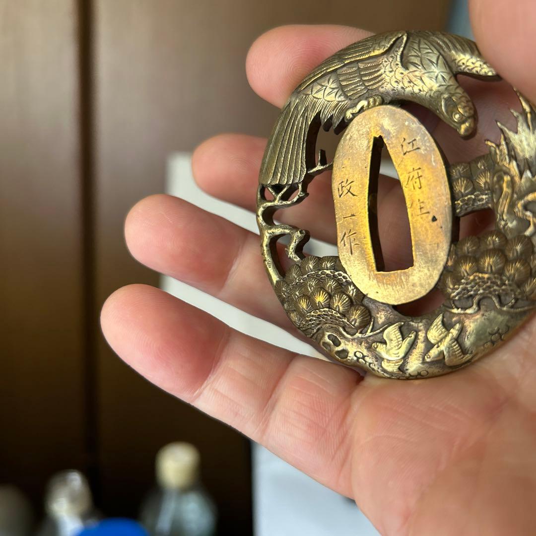 刀鍔火縄銃、千葉で骨董品店やってます、銘あり