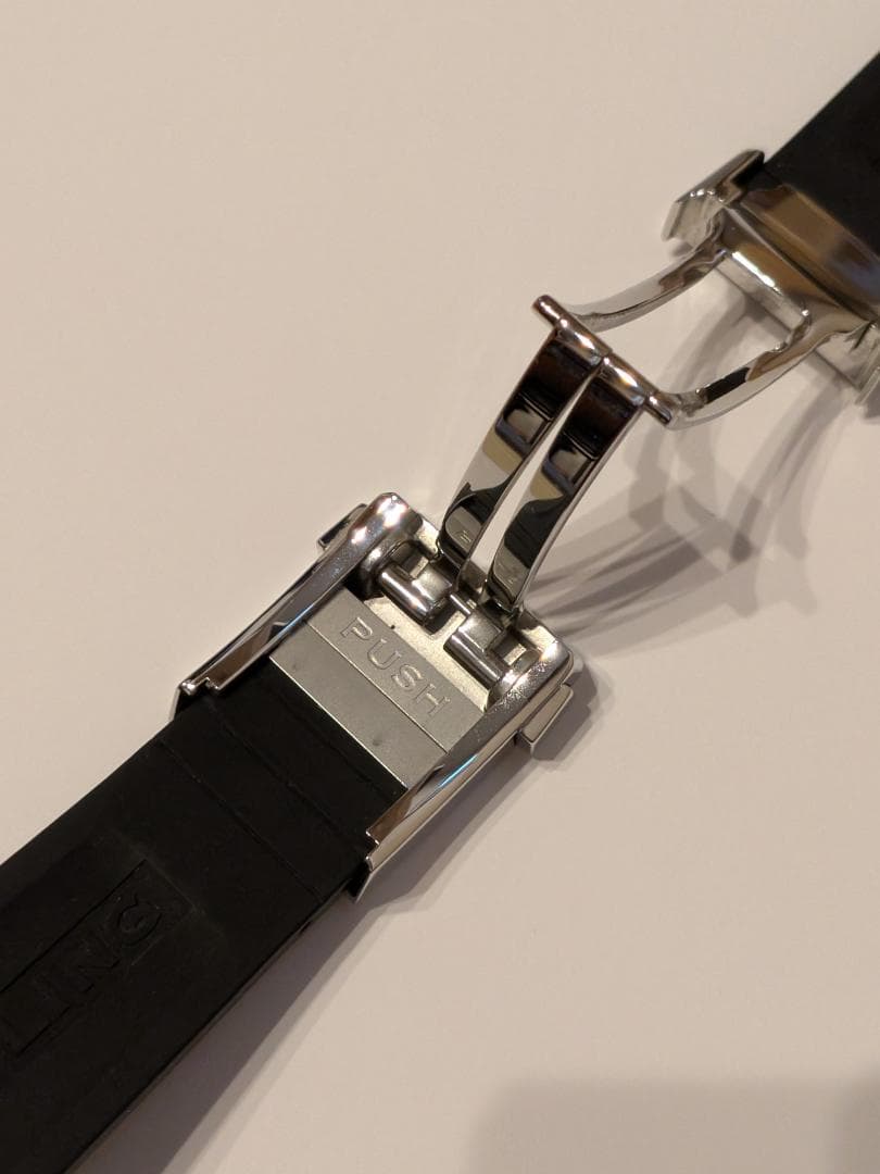 純正BREITLING ブラックラバーベルト フォールディングバックル SET