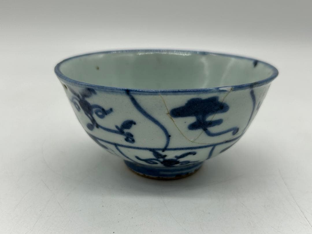 中国　清時代　染付湯呑み3点　茶器　訳あり　送料込み0515