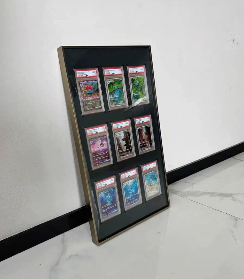 PSA鑑定用ケース　ディスプレイケース　アルミ製　両面透明　壁掛け・卓上 9連