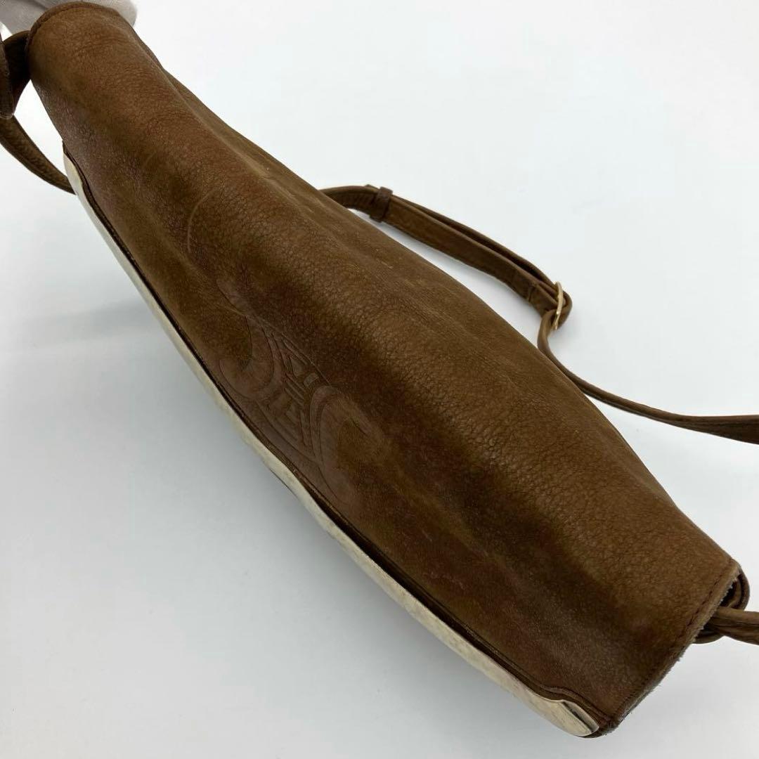 【希少】CELINE スエード マカダム ロゴ型押し フラップ ショルダーバッグ