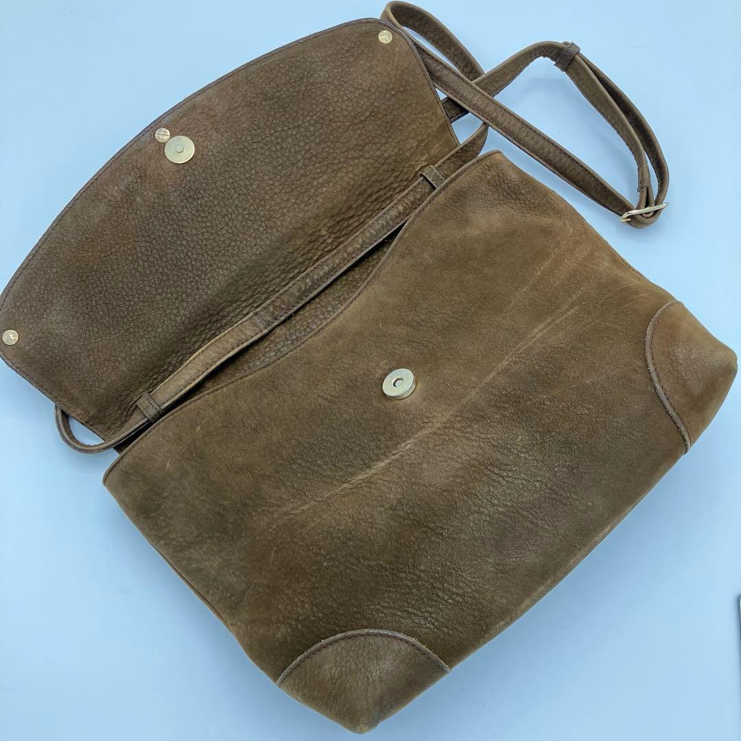 【希少】CELINE スエード マカダム ロゴ型押し フラップ ショルダーバッグ