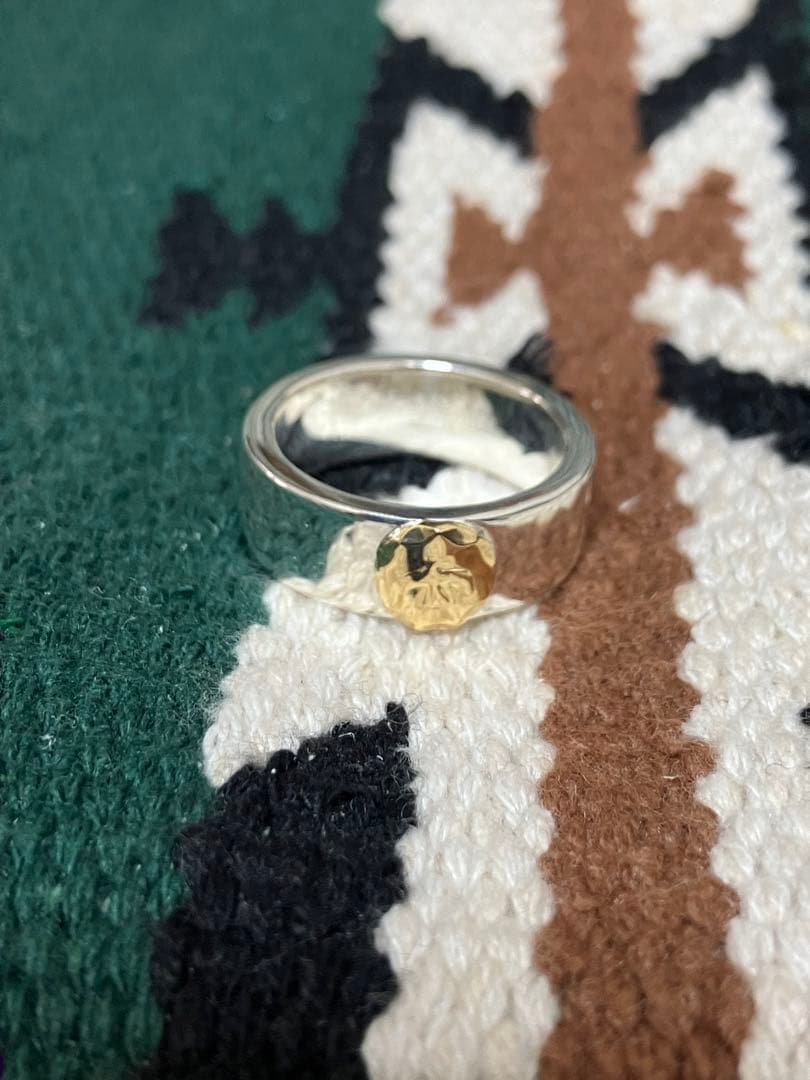 goro's ゴローズ　メタル付き平打ちリング 19号 イーグルメタル　k18