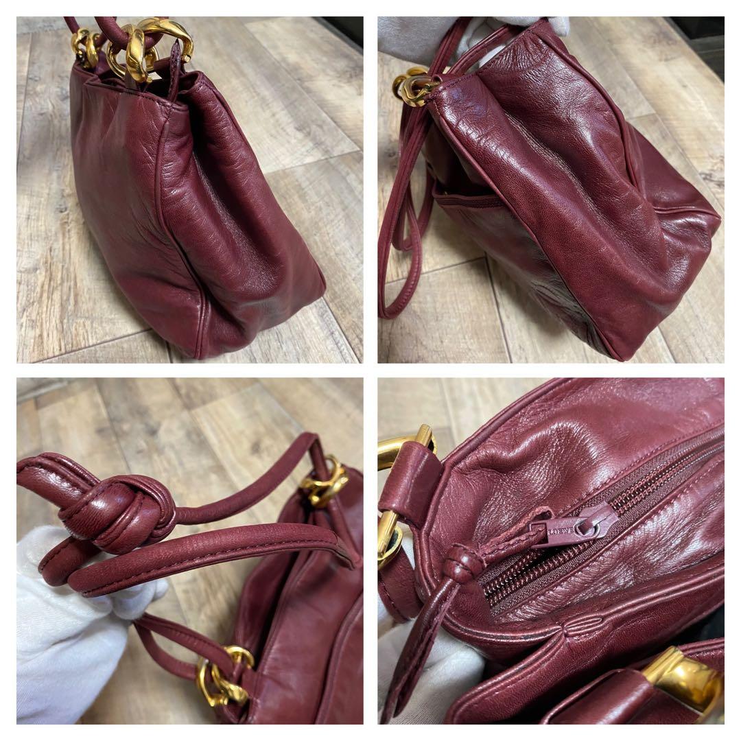 本物☆ロエベ アナグラム柄 ナッパレザー ワンショルダーバッグ ミニハンドバッグ