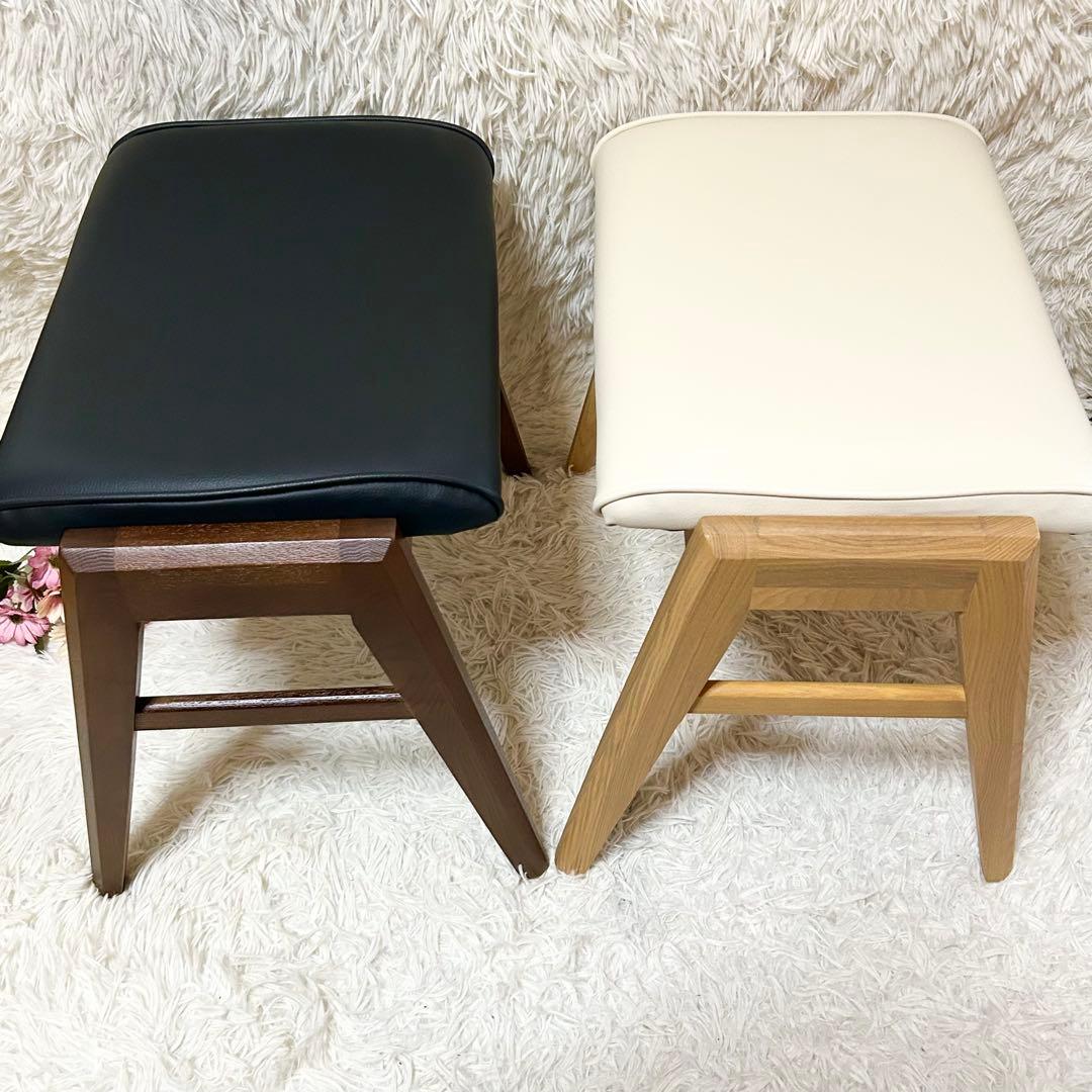 【美品】【2脚】ニトリ スツール ロレイン 3 白 黒 オットマン 椅子 チェア