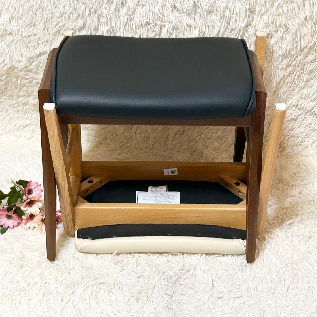 【美品】【2脚】ニトリ スツール ロレイン 3 白 黒 オットマン 椅子 チェア