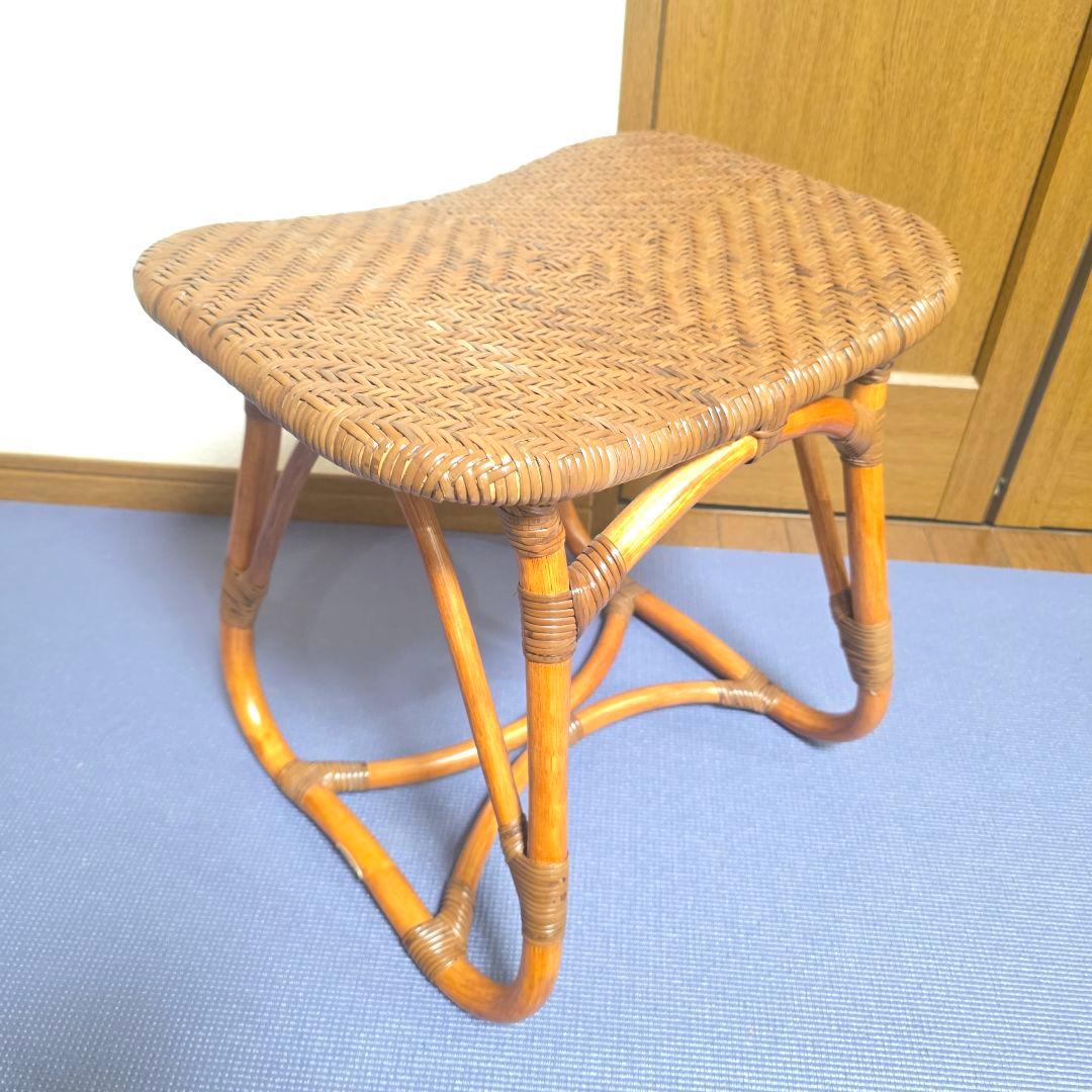 315】KAZAMA　カザマ　ラタン　スツール 籐 レトロ インテリア 椅子
