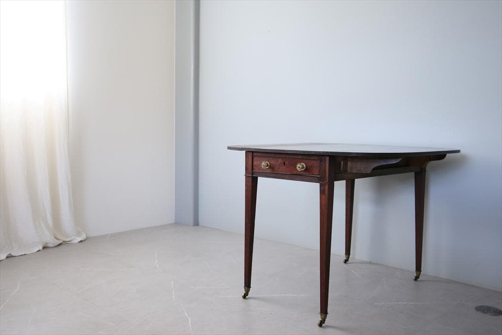 英国アンティーク木製ドロップリーフテーブル/バタフライ/ダイニング机(89-56