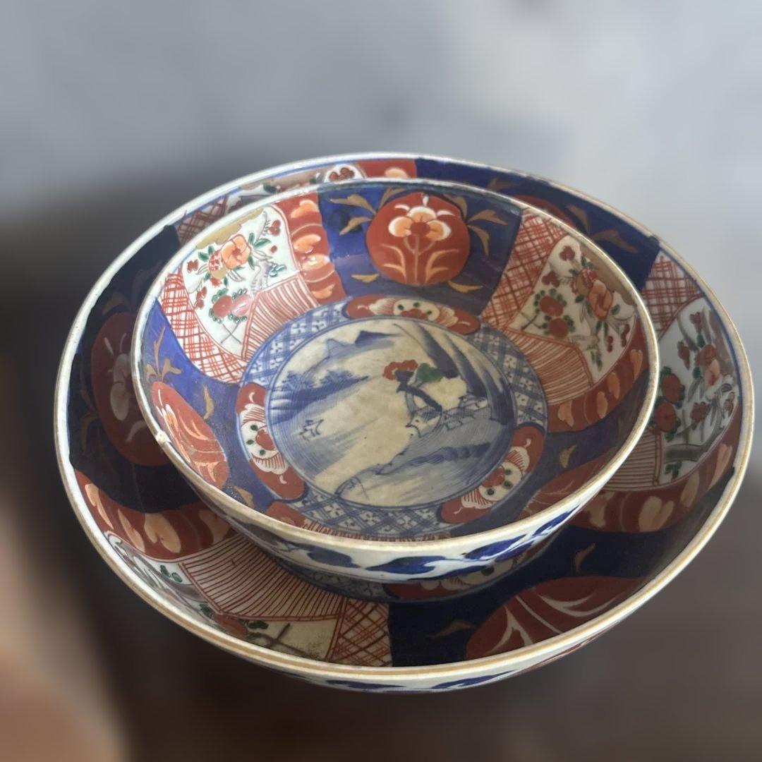 色絵陶器ボウル2点セット 難あり