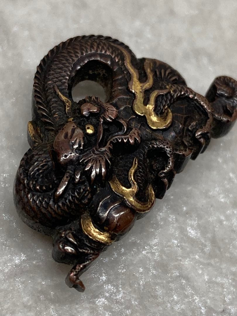 時代物 当時物 金工 帯留 龍 りゅう アンティーク