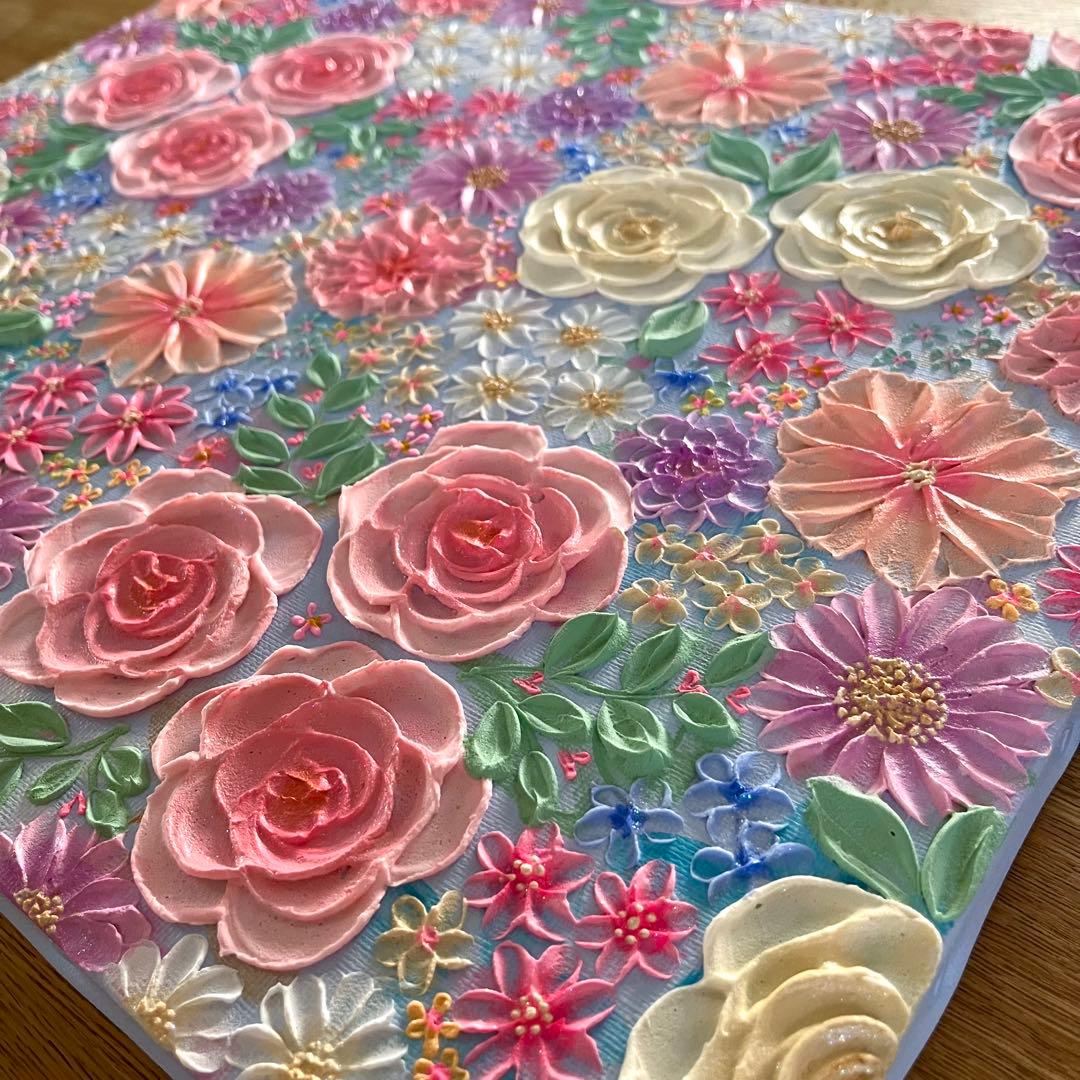 原画 テクスチャーアート 花の絵　花　フラワーアート　花柄