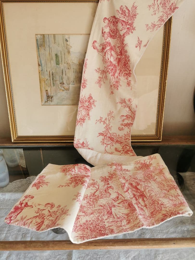 アンティークトワルドジュイ 子供とカップルと天使 田園風景 ランナー