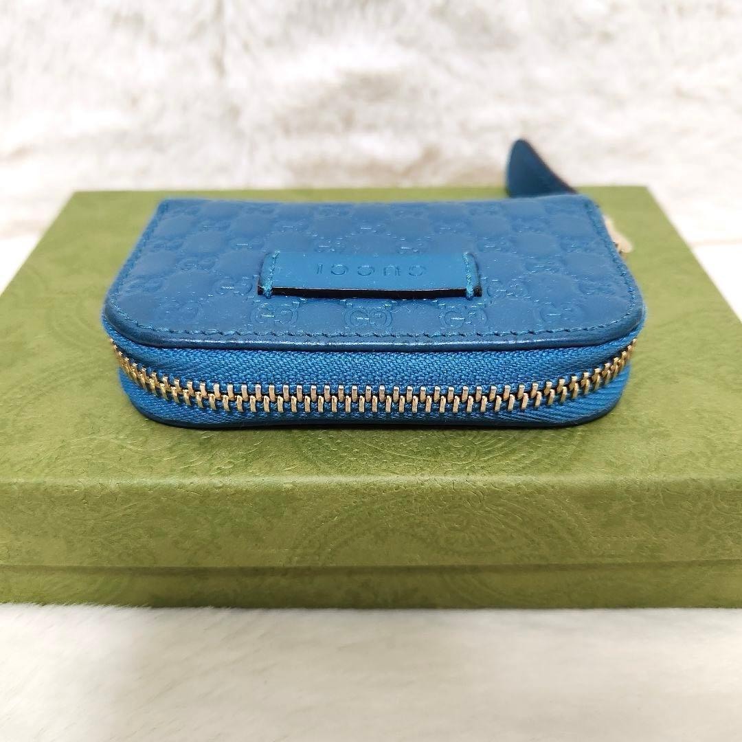 ✨極美品✨グッチ　ケース　小銭入れ　マイクロシマ　ブルー　青　レザー