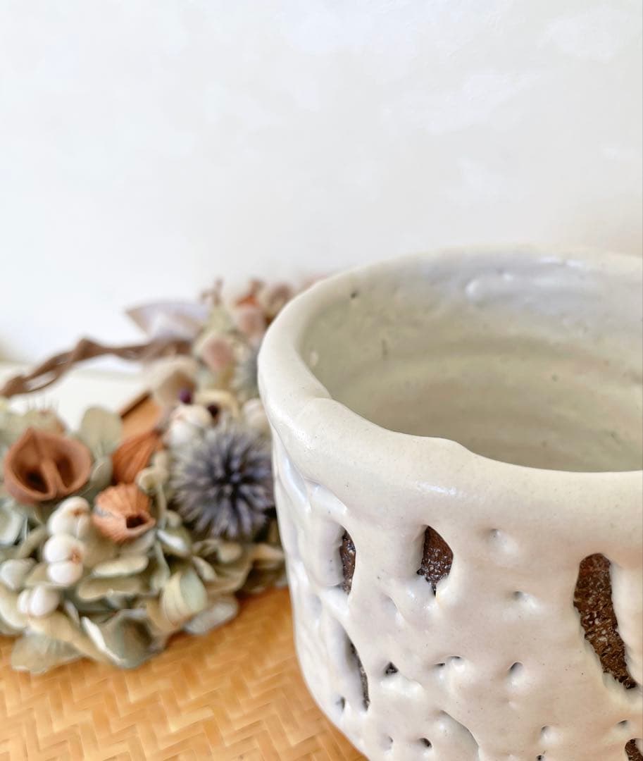 最後の1つ 萩焼 山根清玩 鬼萩 抹茶椀 湯呑み 光彩庵 陶器 割高台 作家