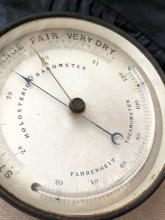 アンティーク湿度温度計サーモメーターブリキガラス