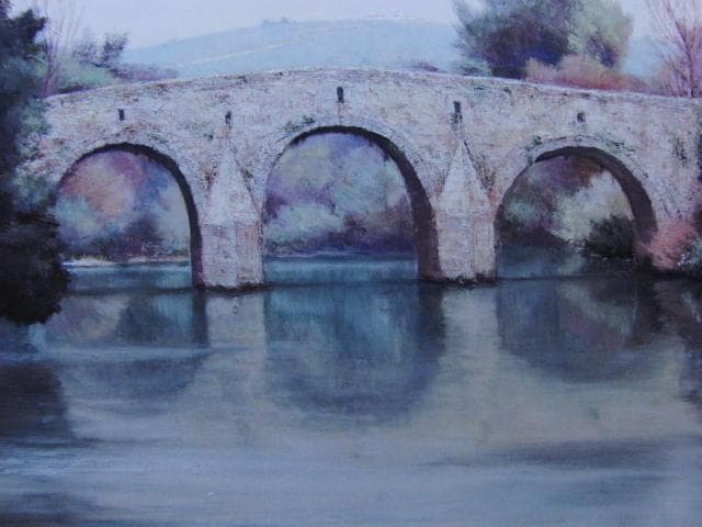 佐々木壮六、【橋】、希少な額装用画集より、新品額装付