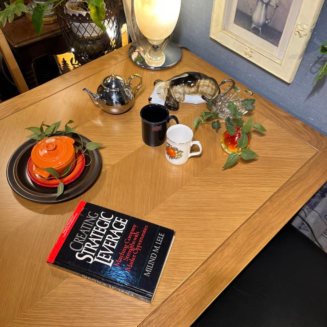 リュウ Sale ヴィンテージ ヘリンボーンデザインダイニングテーブル北欧