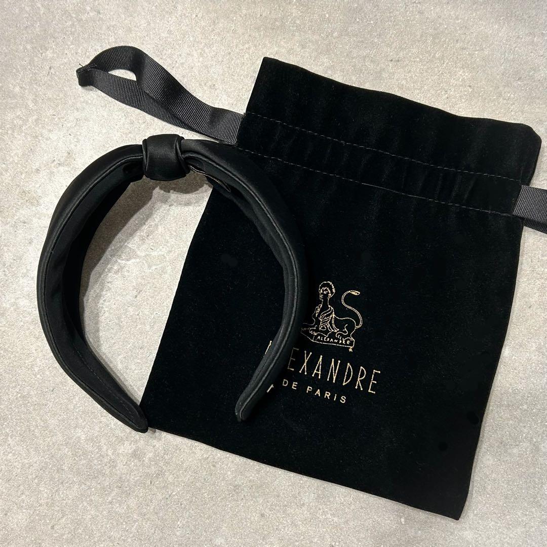 ☆美品ALEXANDRE DE PARIS ブラックリボンサテンカチューシャ☆