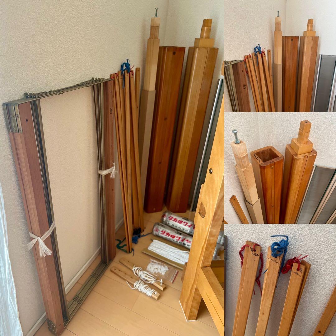 東京手織機 KM-650ろくろ式（旧型）4枚綜絖6本踏み木/筬・綜絖枠付き/中古