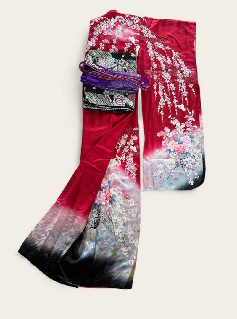 振袖一式 杉本幸田郎 振袖+帯3枚+長襦袢2枚 身丈150
