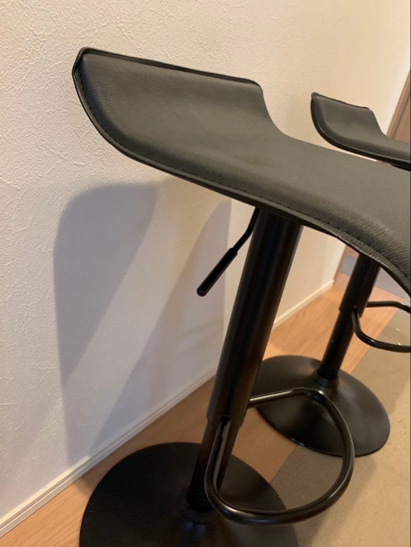 ブラック スツール 2脚セット 高さ調整可能