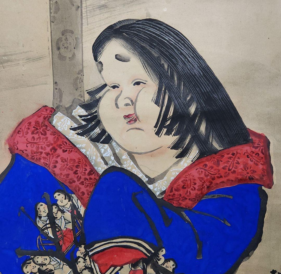 【大多福図(百福)】岸禮(岸礼) 734 掛け軸 大幅 お多福 岸派 肉筆