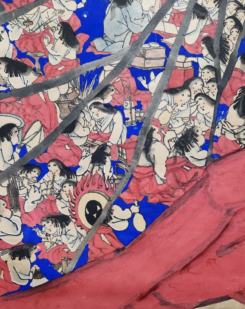 【大多福図(百福)】岸禮(岸礼) 734 掛け軸 大幅 お多福 岸派 肉筆