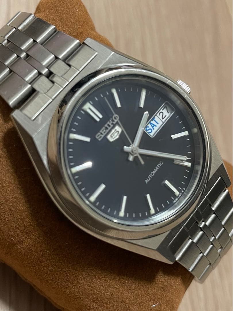 セイコー5 自動巻き 腕時計 ダークブルー