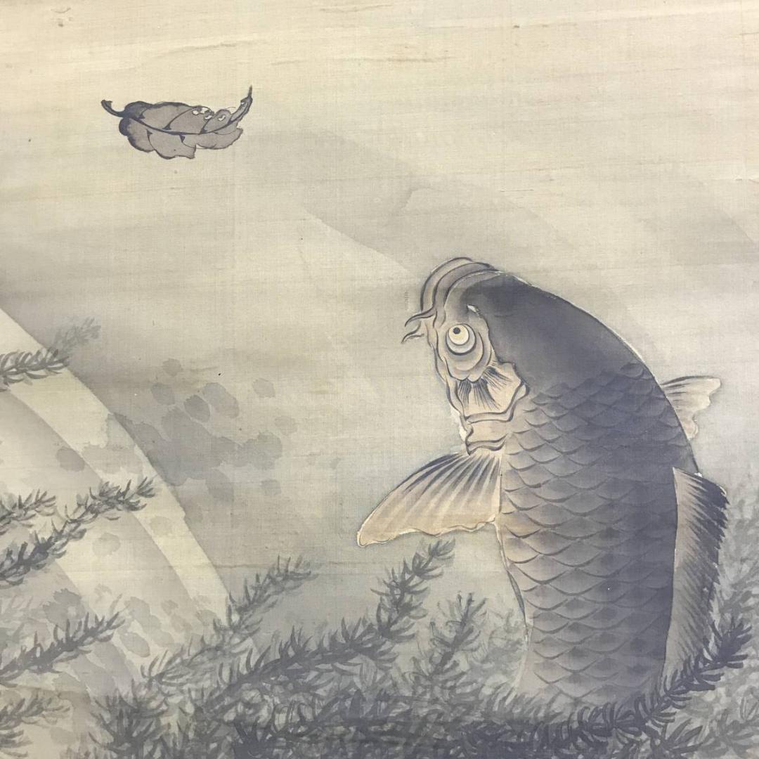 模写/小田海僊/百谷/鯉図/遊鯉図/游鯉図/掛軸/名家伝来AE-288