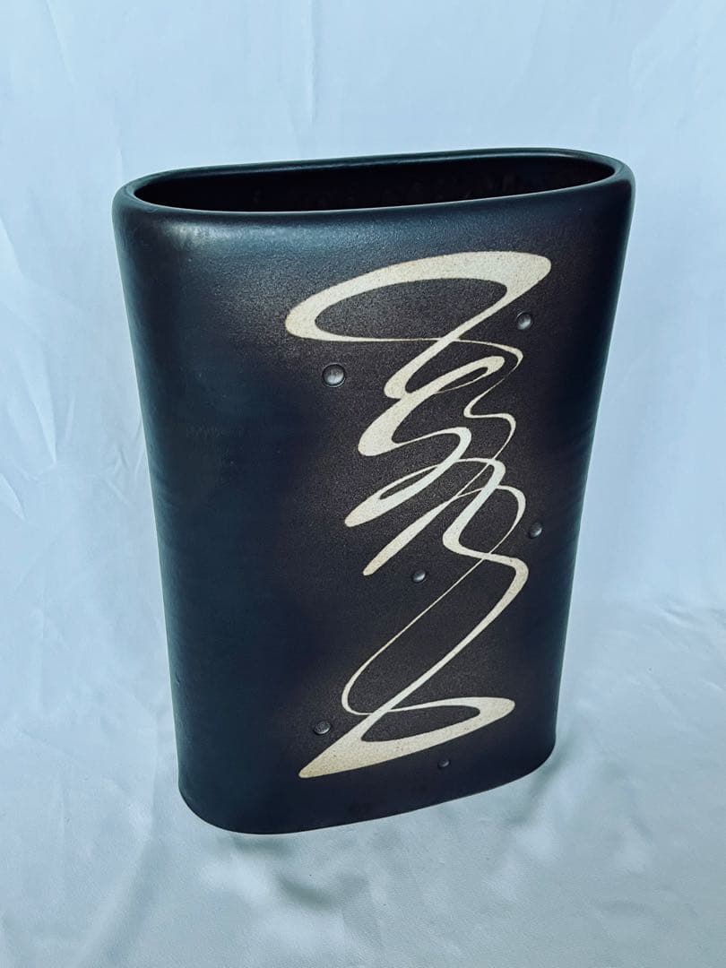 【美品】木森基人 益子焼 大型作品 象嵌紋壺