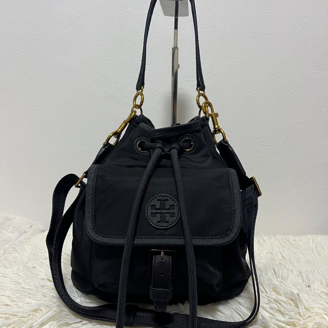 トリーバーチ 2way ショルダーバッグ エラ ブラック バケットバッグ 巾着