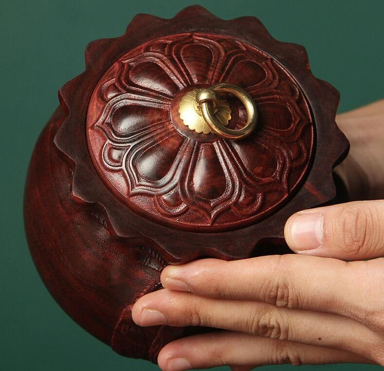 白檀の布袋の茶缶のトランペット家庭用復古住宅の置物携帯木製