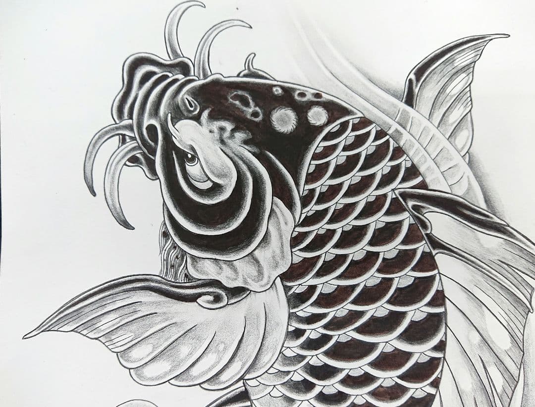 鯉の図 栄樹作 一点物 送料込み。