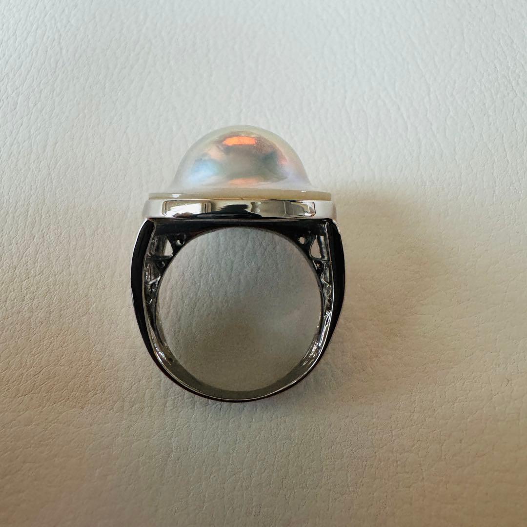 大粒 マベパール リング 指輪 シルバー925 13号 内径17mm