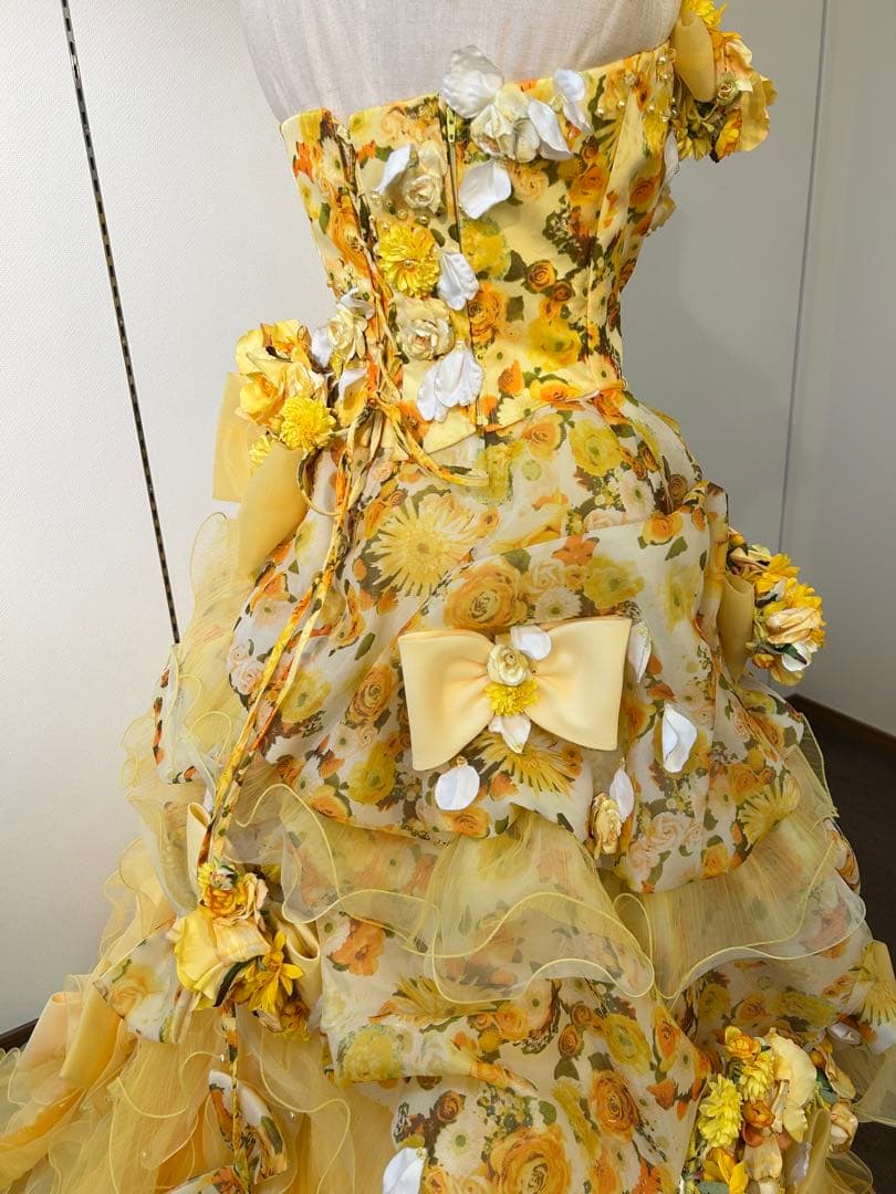 フラワーデコレーション イエロードレス 9〜13T