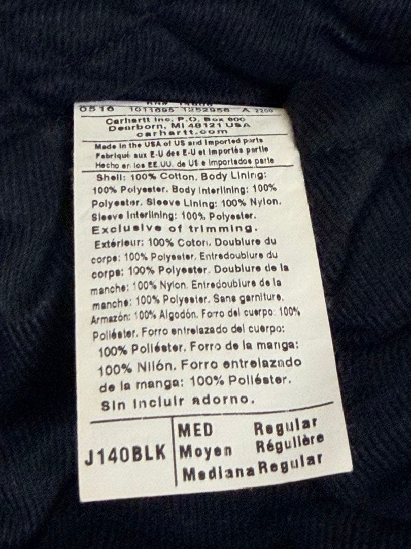 USA製 Carhartt アクティブジャケット 黒