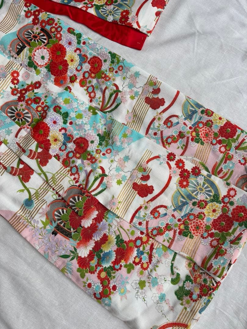 七五三 3歳 女の子 アンティーク着物 帯 エプロン被布 セット