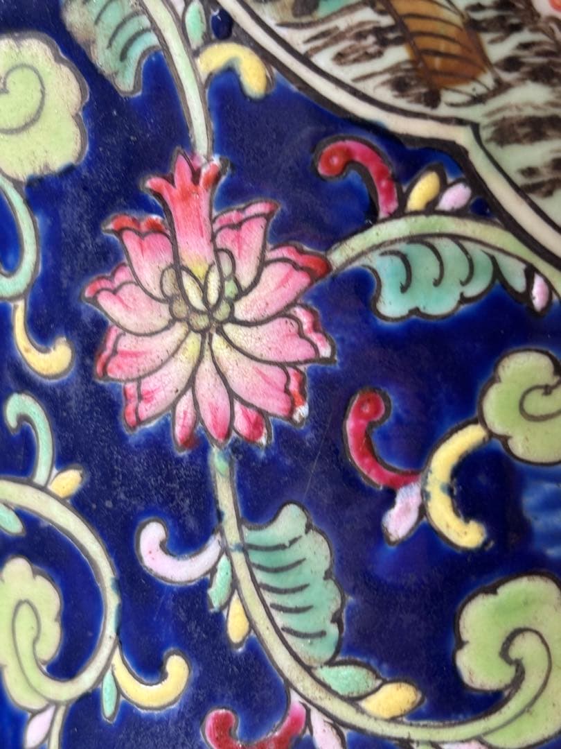 中国古美術 清末民国時代 粉彩大壺 大罐 開光山水風景文