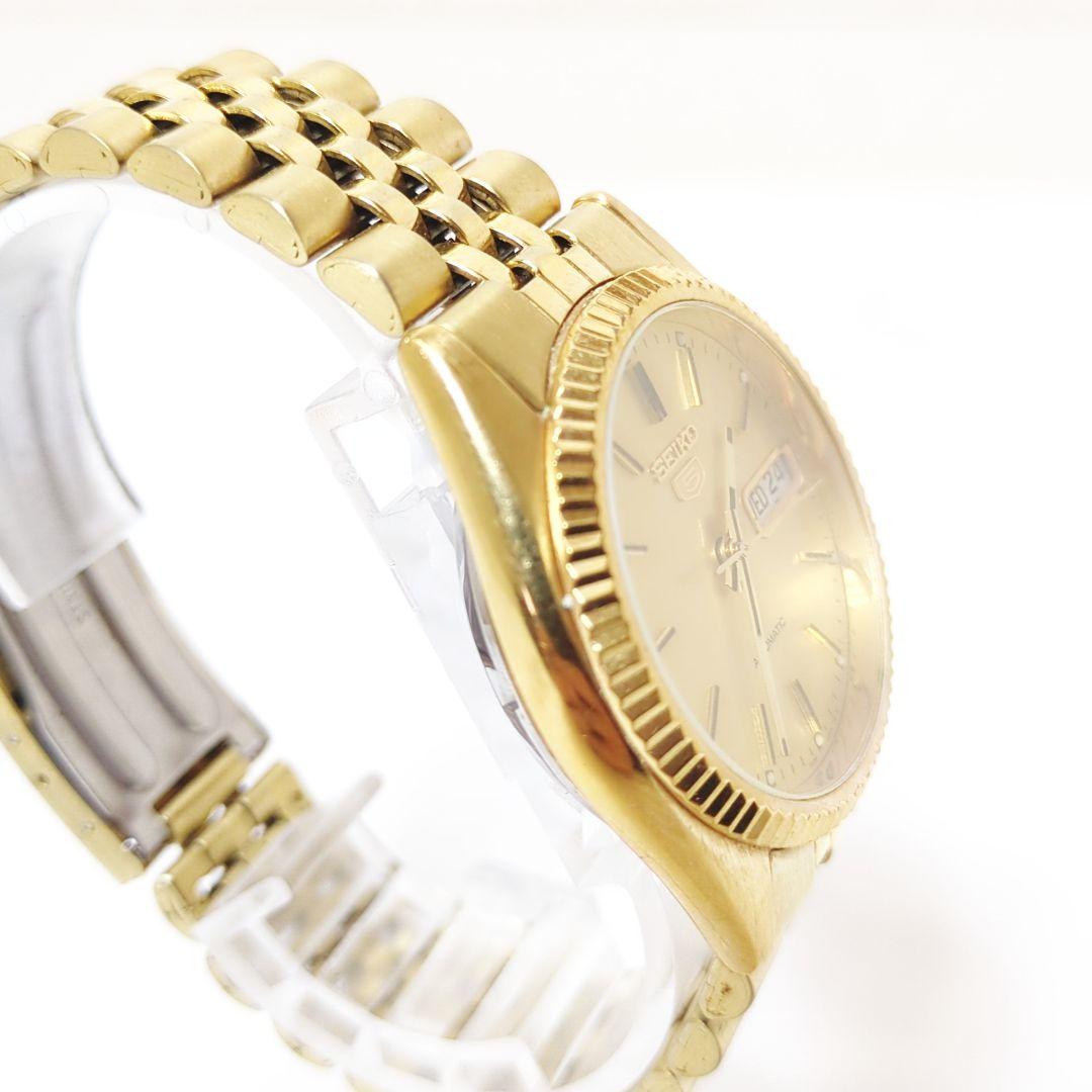 【美品】SEIKO5 自動巻き 稼働品 デイデイト 腕時計 裏スケ