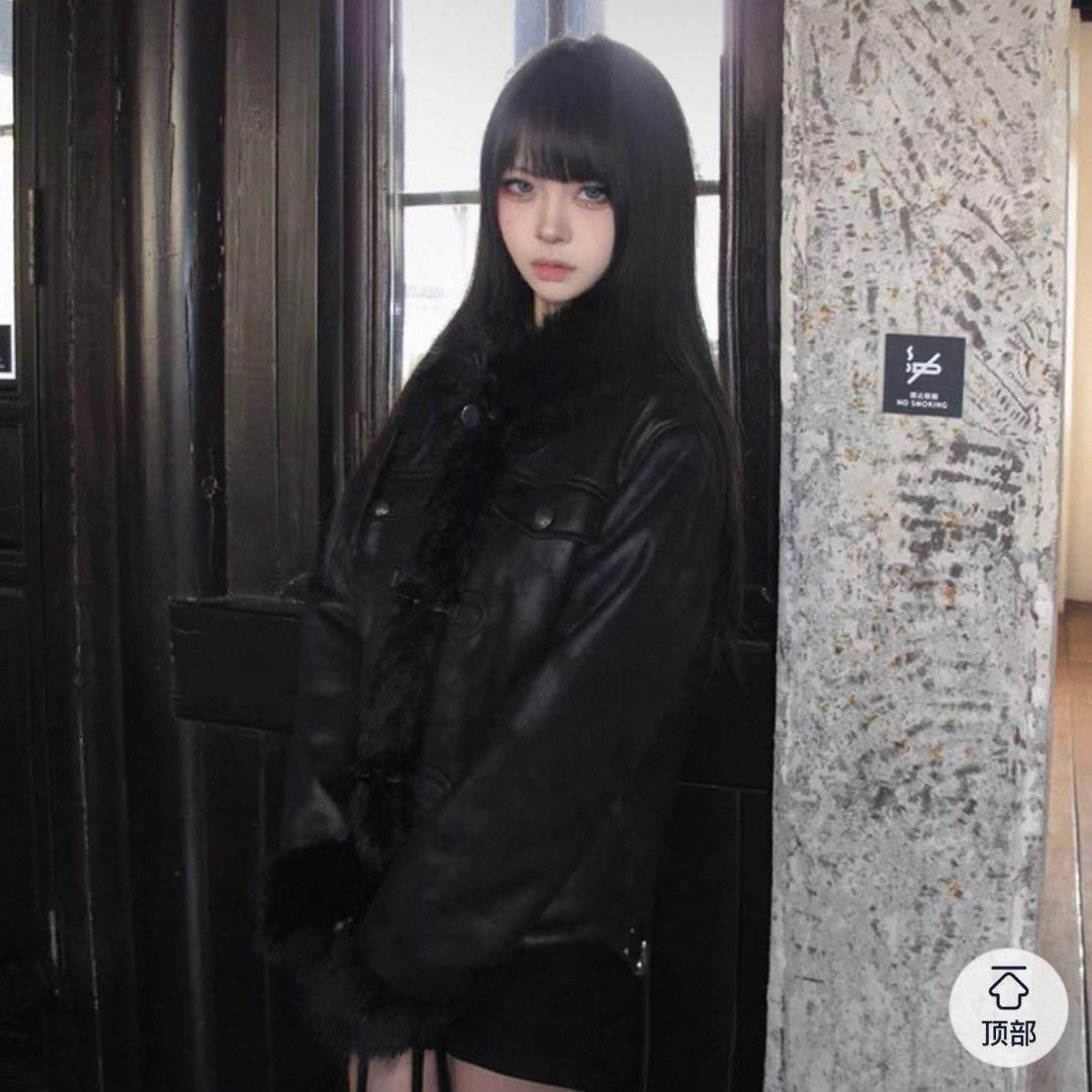 ジャケット・アウター archive fur black jacket coating y2k