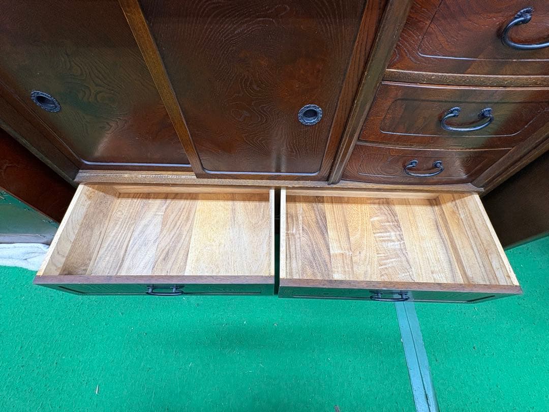 高級 欅（ケヤキ） 茶箪笥 和家具 飾り棚 違い棚 美品 飾り棚 昭和レトロ