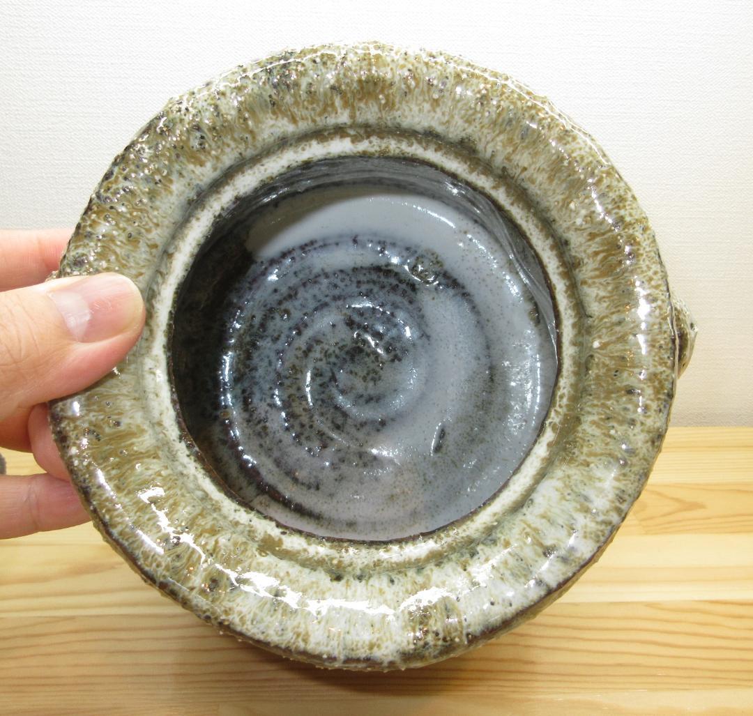 送料込【逢絢亭・新品】茶道具 水指 瀬戸焼 萩釉 窯変水指 耳付 味下隆司 共箱