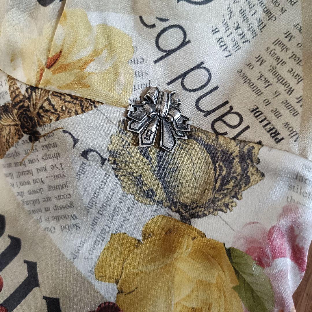 ガリアーノ GALLIANO ニュースペーパー 花柄 プリント タンクトップ　絹